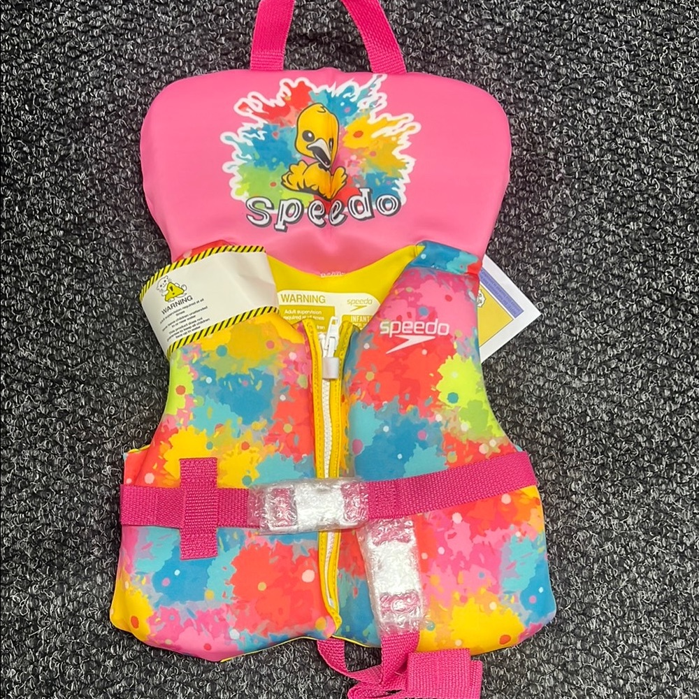 NWT Ducky Speedo Kids pfd Colorful‎ Life Jacket size up to 30LB